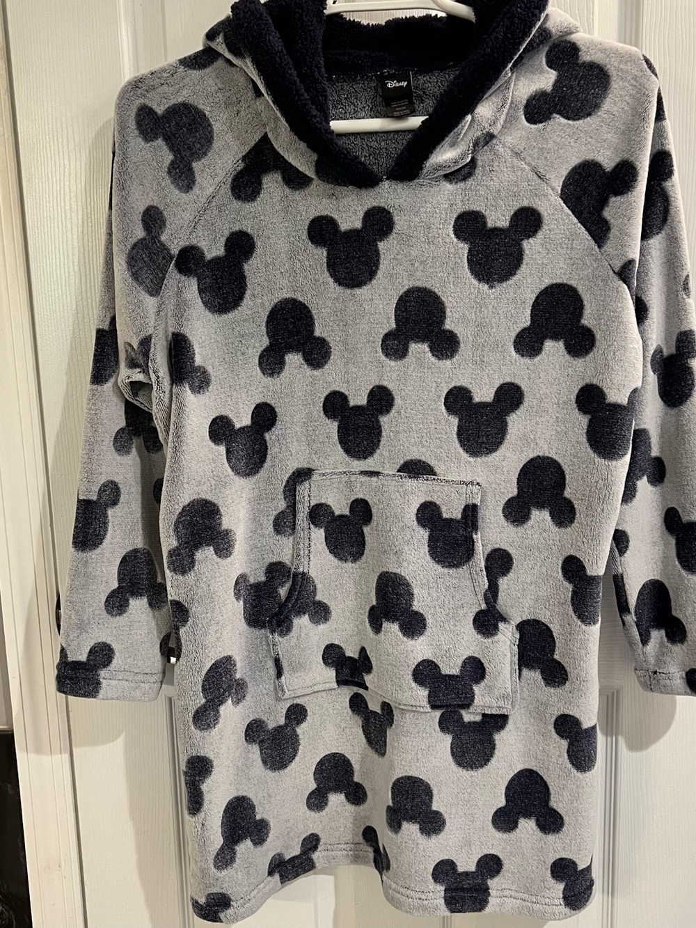 Disney Gray and Black Mickey Mouse Plush Hooded Sleepshirt